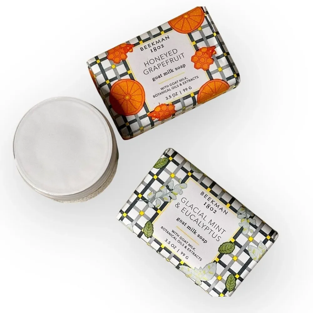 Beekman Goatmilk Gift Set Soap Body Cream Honeyed Grapefruit Mint Eucalyptus New